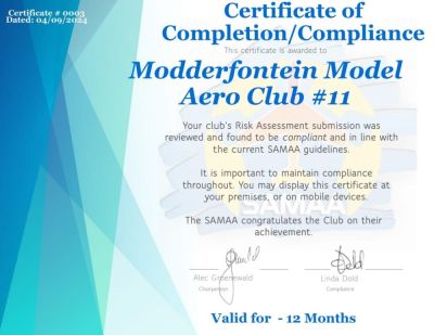 MMAC have received their SAMAA Certificate of compliance.  We are displaying the certificate loud and proud!!!